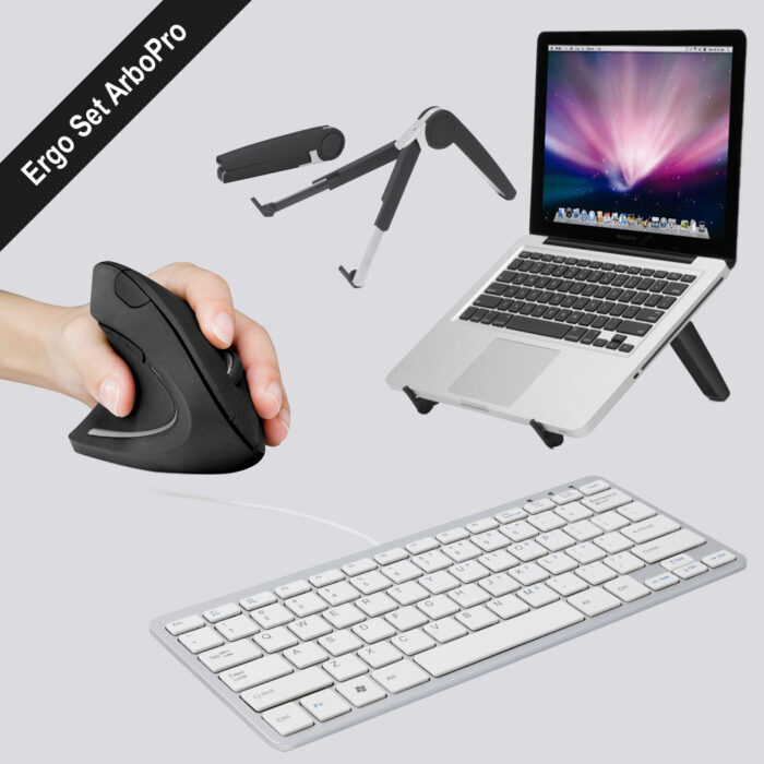ArboPro ergo set: Ergonomische muis toetsenbord en laptopstandaard